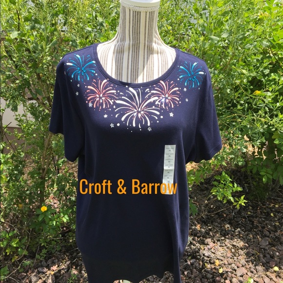 croft & barrow Tops - Croft & Barrow Blue Firework Tee shirt XXL(2X)